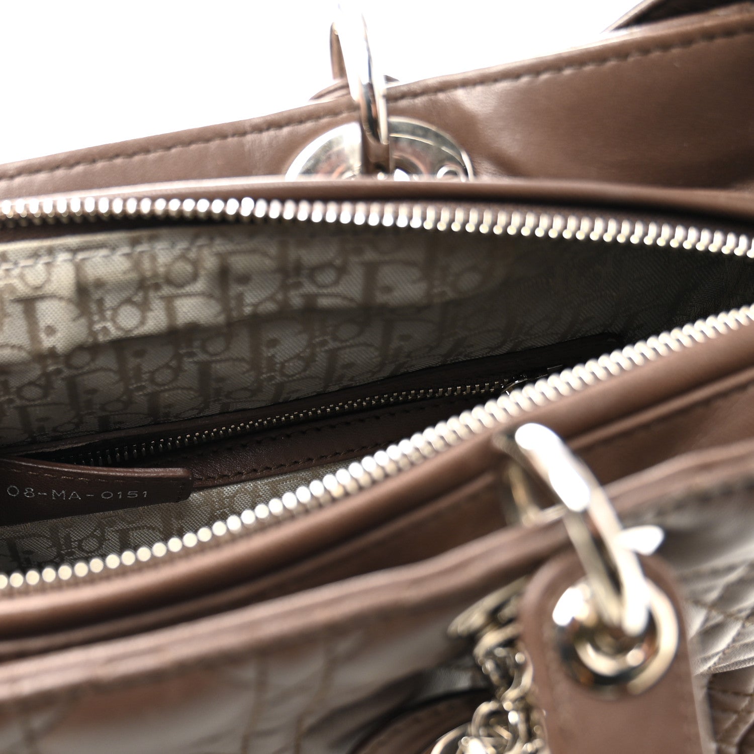 Lambskin Cannage Large Lady D1OR Brown