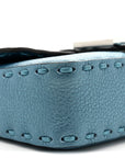 Metallic Cuoio Roma Sellerissima Nappa Sintetica Tape Stitch Mini Baguette Placca Argento
