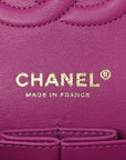 Lambskin Quilted Medium Double Flap Blue Pink