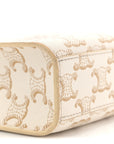 Triomphe Canvas Calfskin Mini Vertical Cabas White