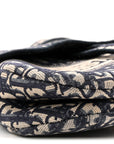 Oblique Embroidered Saddle Bag Blue