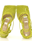 Mesh Nappa Stretch Ankle Tie Sandals 39 Kiwi