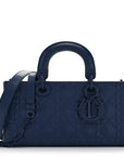 Calfskin Cannage Diamond Medium Lady D-Joy Navy Blue
