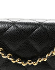 Caviar Quilted CC Turnlock Wallet On Chain WOC Black