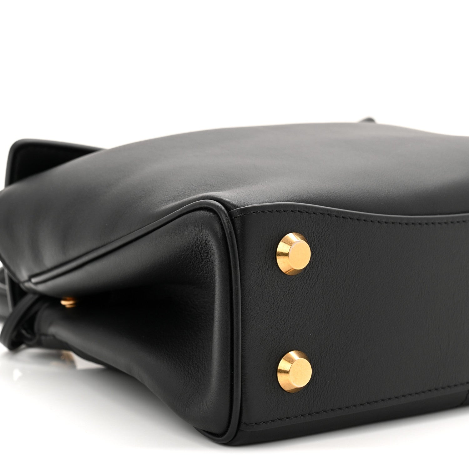 Natural Smooth Calfskin Mini Rodeo Top Handle Handbag Black