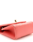 Lambskin Quilted Mini Trendy CC Clutch With Chain Coral Pink