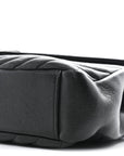 Sheepskin Matelasse Chevron Monogram Medium College Bag Black