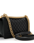 Lambskin Quilted Medium Boy Flap Black