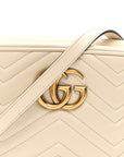 Calfskin Matelasse Small GG Marmont Chain Shoulder Bag White