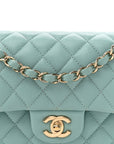 Caviar Quilted Small Double Flap Light Blue