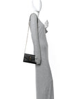 Grain De Poudre Matelasse Chevron Monogram Envelope Chain Wallet Black