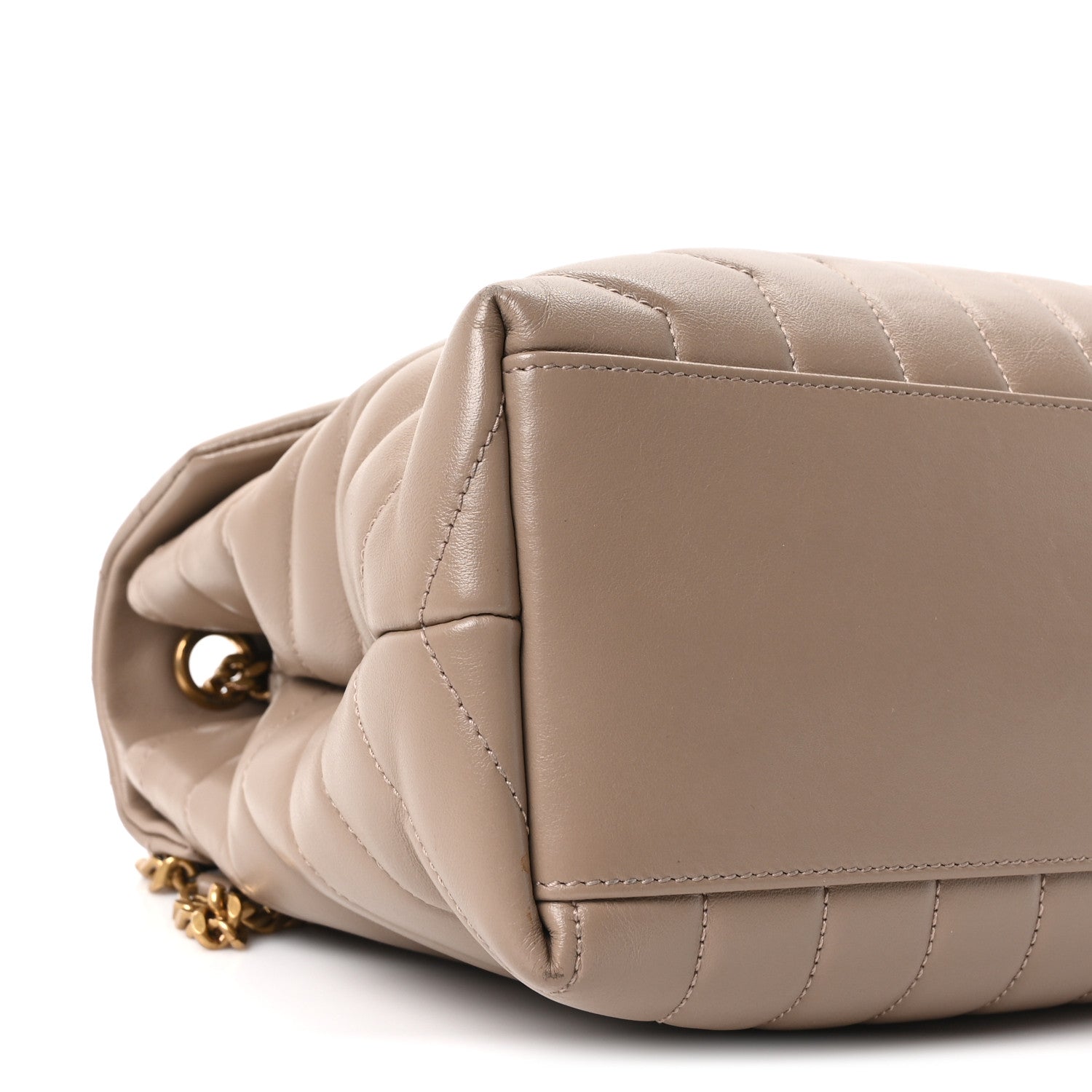 Calfskin Y Quilted Monogram Medium Loulou Chain Satchel Dusty Grey