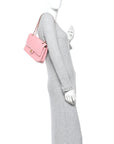 Caviar Quilted Medium Double Flap Light Pink