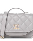Caviar Quilted Mini Business Affinity Flap Grey