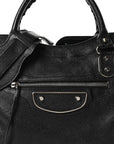 Chevre Silver Metallic Edge Hardware City Black