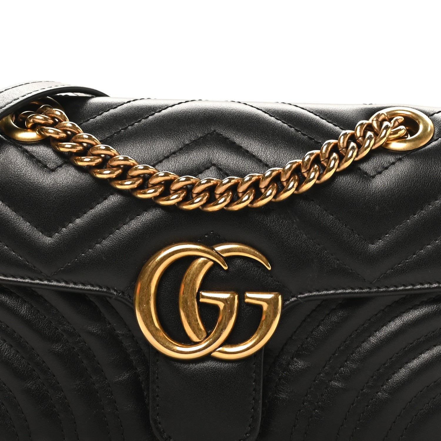 Calfskin Matelasse Mini GG Marmont Shoulder Bag Black
