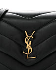 Calfskin Y Quilted Monogram Toy Loulou Crossbody Bag Black