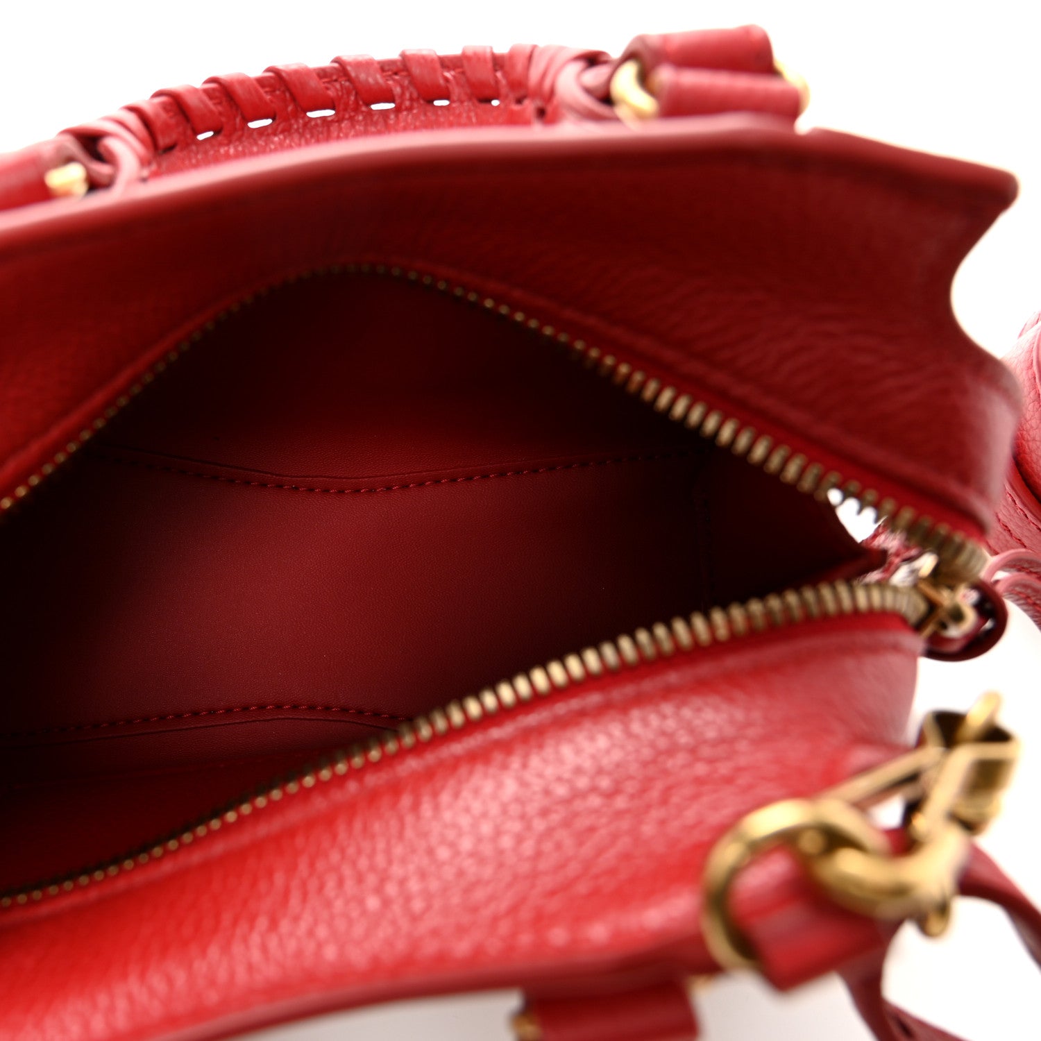 Grained Calfskin Neo Classic Gold Hardware Nano City Crossbody Medium Red