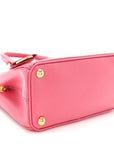 Saffiano Lux Micro Galleria Double Zip Tote Peonia