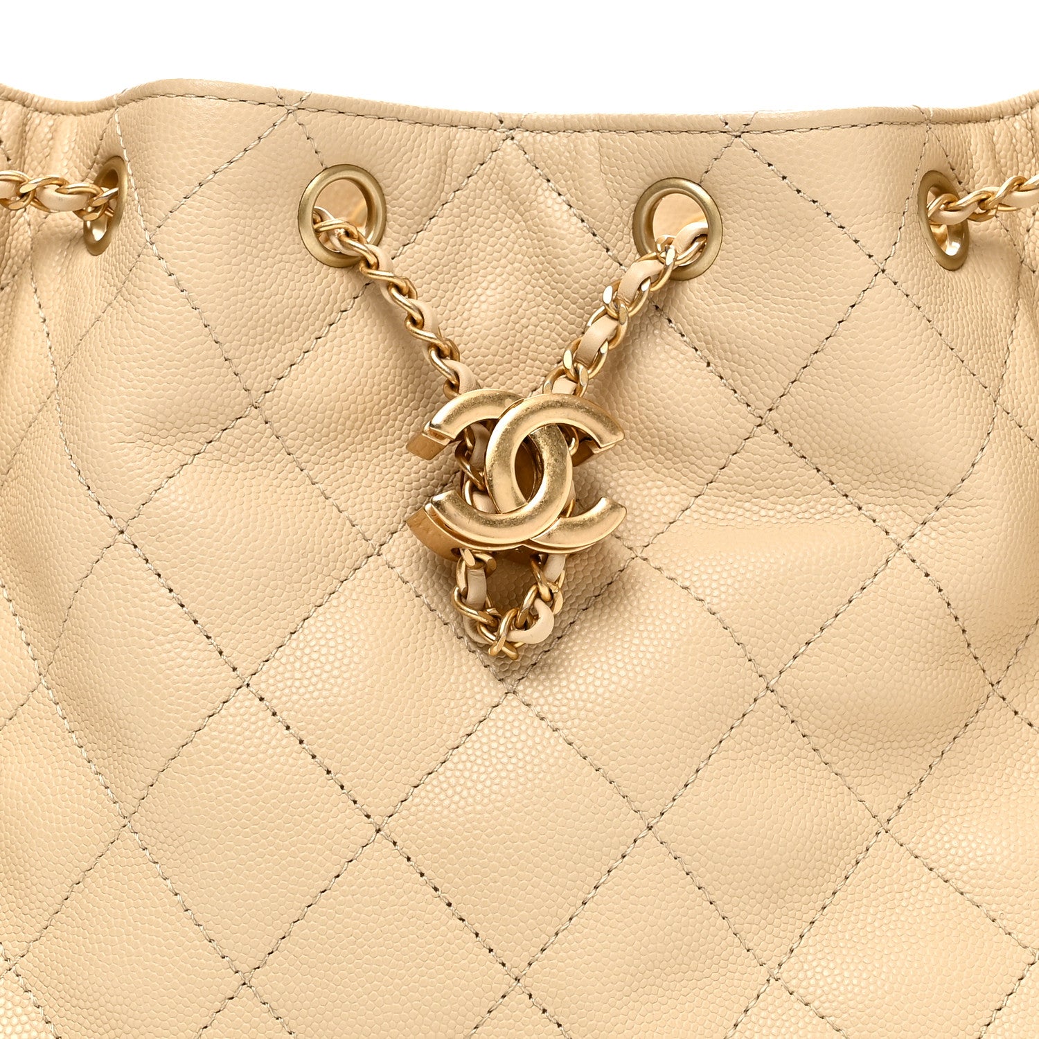 Caviar Quilted Small CHNL 25 Handbag Light Beige