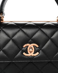 Lambskin Quilted Small Trendy CC Dual Handle Flap Bag Black