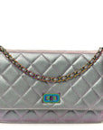 Iridescent Lambskin Quilted Reissue Wallet On Chain WOC Light Purple