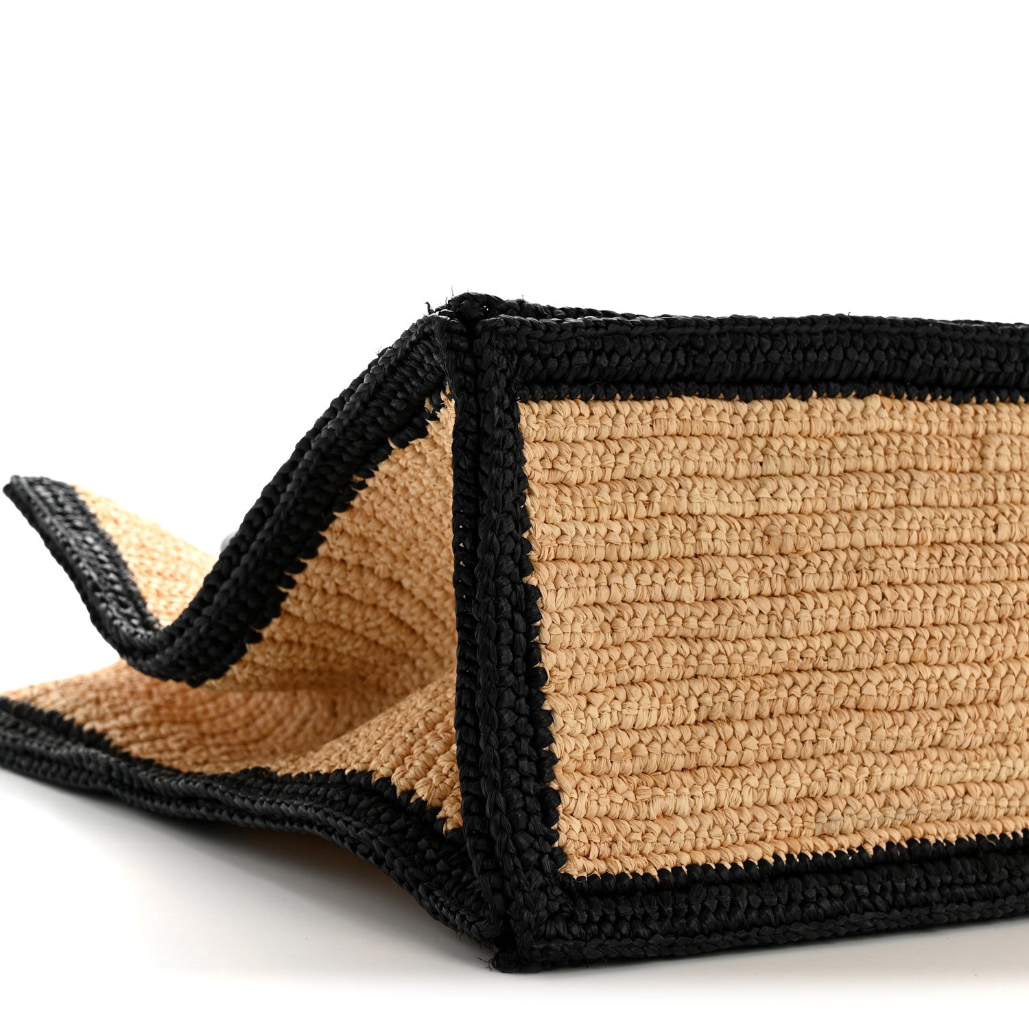 Raffia Calfskin Rive Gauche Tote Naturale Black