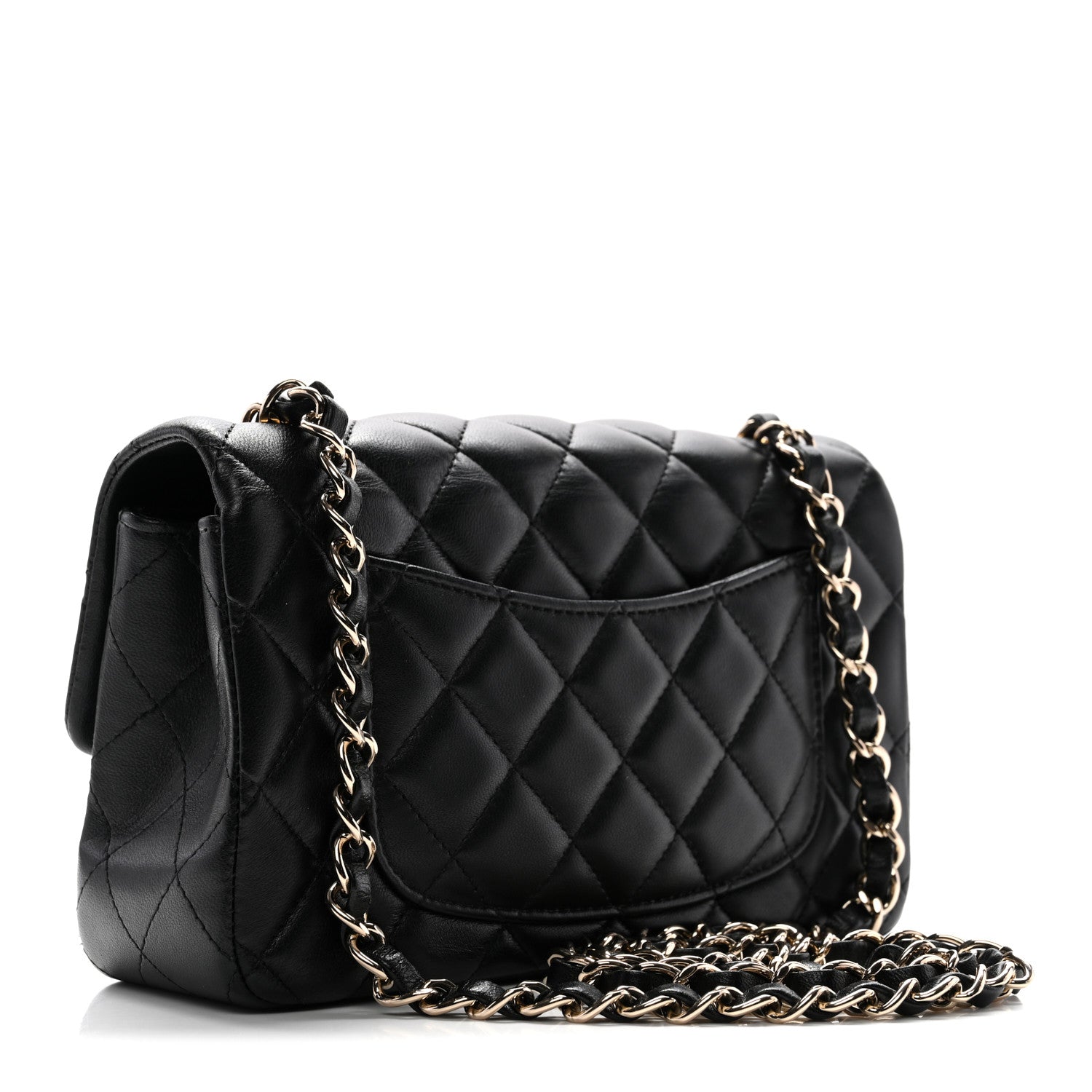 Lambskin Quilted Mini Rectangular Flap Black