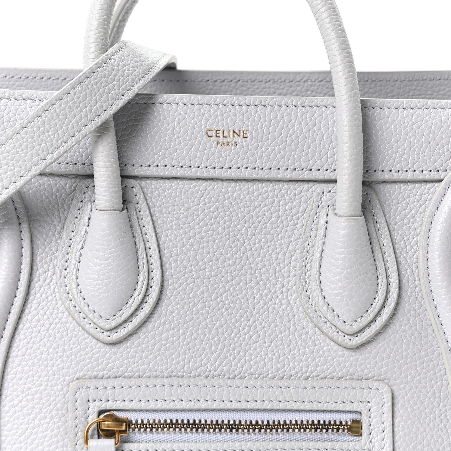 Drummed Calfskin Nano Luggage Pearl Blue