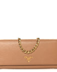 Vitello Move Metal Oro Chain Wallet Caramel
