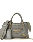 Chevre Gold Metallic Edge Hardware Mini City Gris Taupe