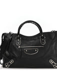 Chevre Silver Metallic Edge Hardware City Black