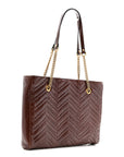 Snakeskin Matelasse Medium GG Marmont Slim Tote Brown