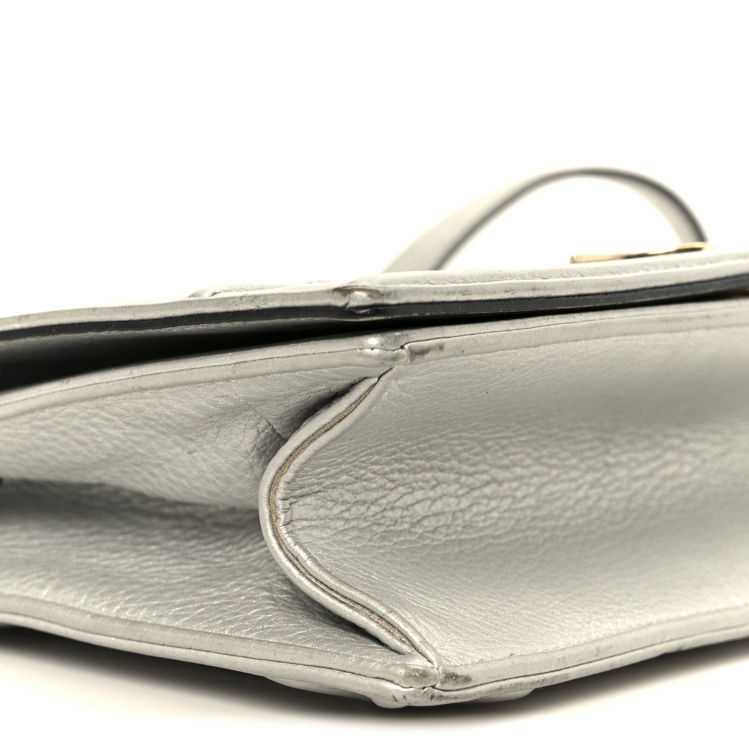 Metallic Grained Calfskin Medium D1ORama Flap Bag Silver