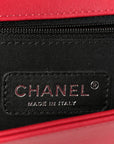 Calfskin Chevron Quilted Large Chain Boy Flap Red