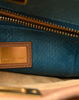Vitello Seta Shiny Nappa Elaphe Medium Peekaboo Iconic Satchel Latte Blue
