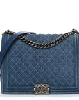 Denim Quilted Large Boy Flap Blue