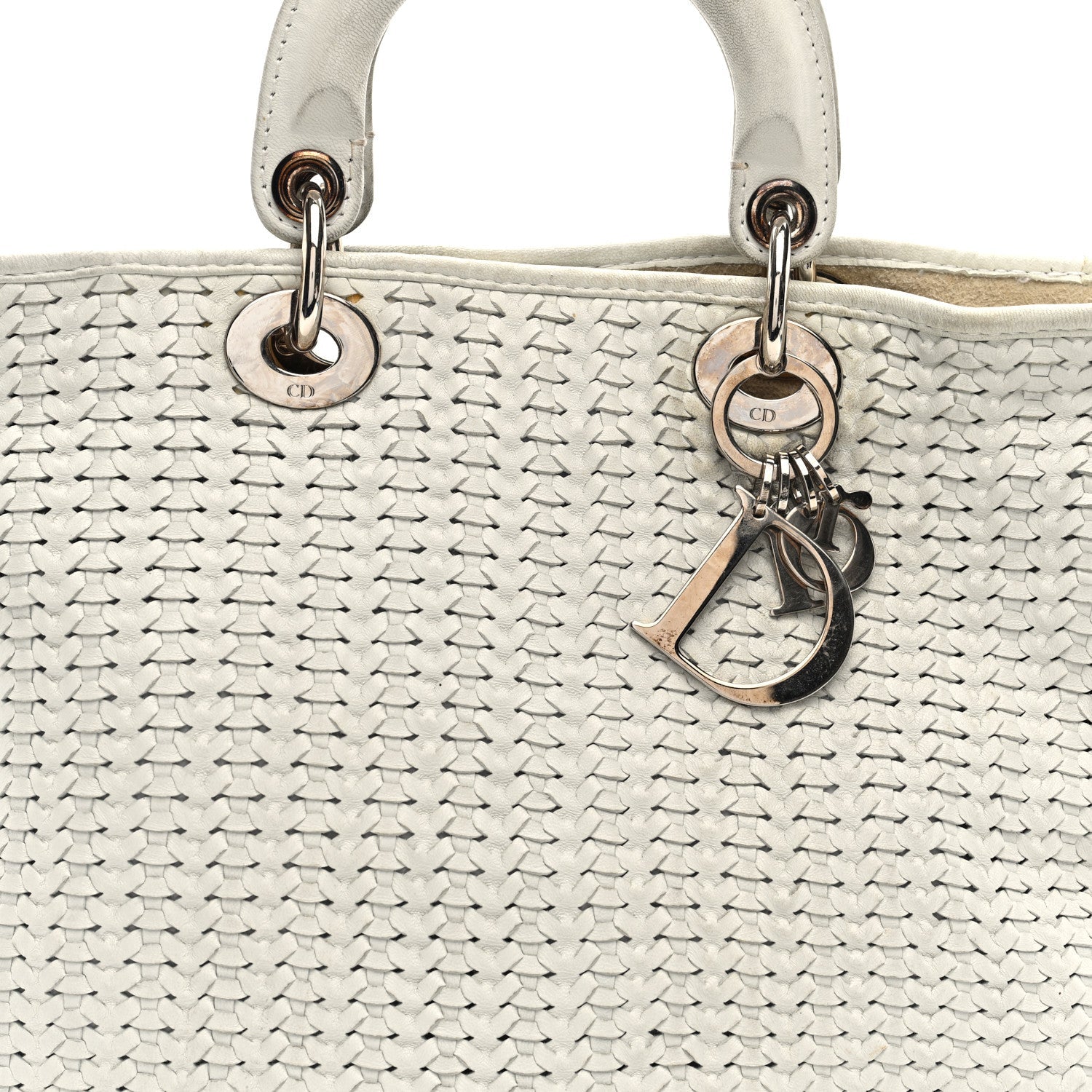 Lambskin Woven D1OR Tote White