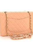 Caviar Quilted Medium Double Flap Beige Clair