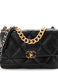 Goatskin Quilted Large CHNL 19 Flap Black