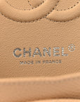 Caviar Quilted Small Double Flap Beige