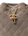 Suede Quilted Medium CHNL 25 Handbag Dark Grey