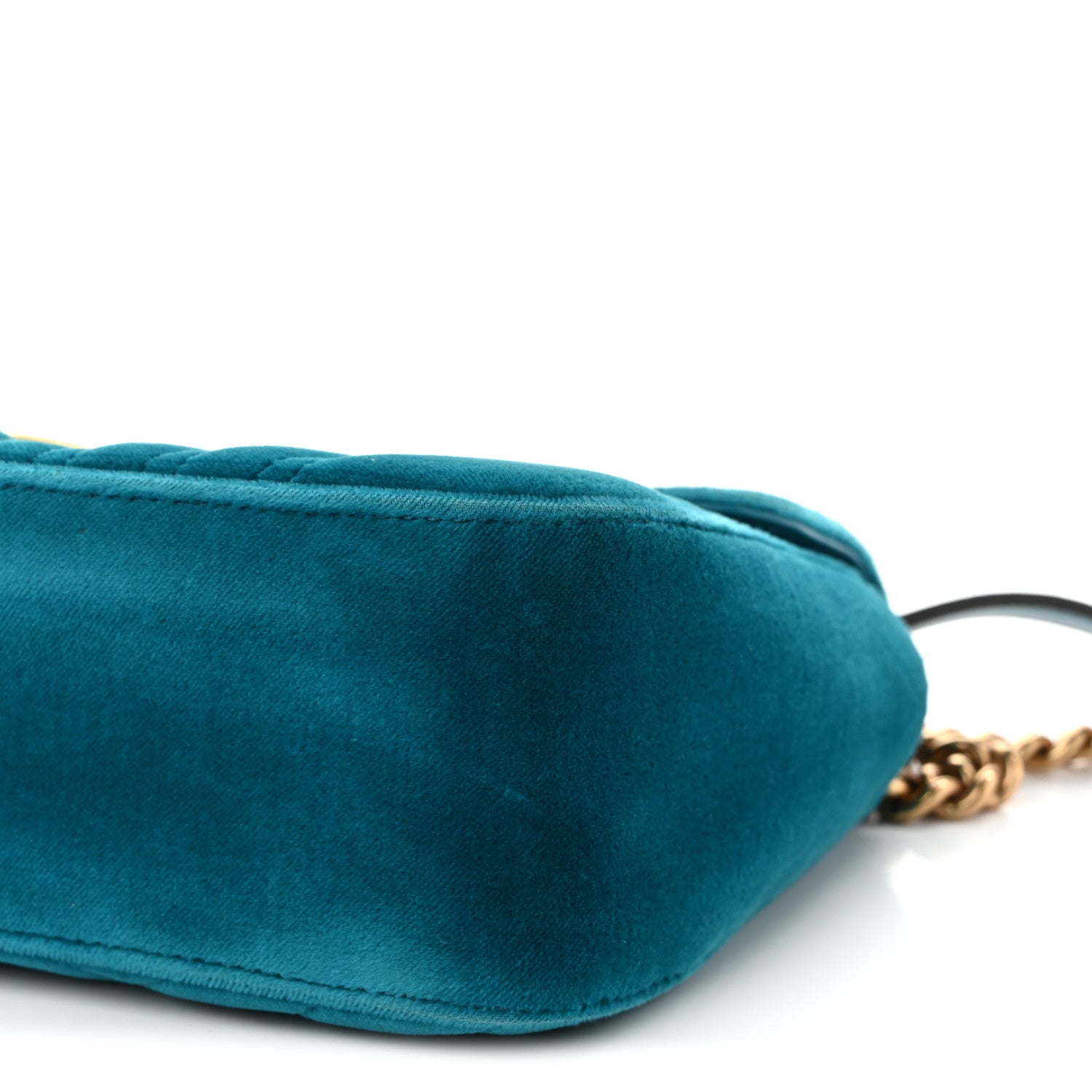 Velvet Matelasse Small GG Marmont Shoulder Bag Pavone Cyan