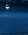 Iridescent Caviar Quilted Medium Double Flap Blue