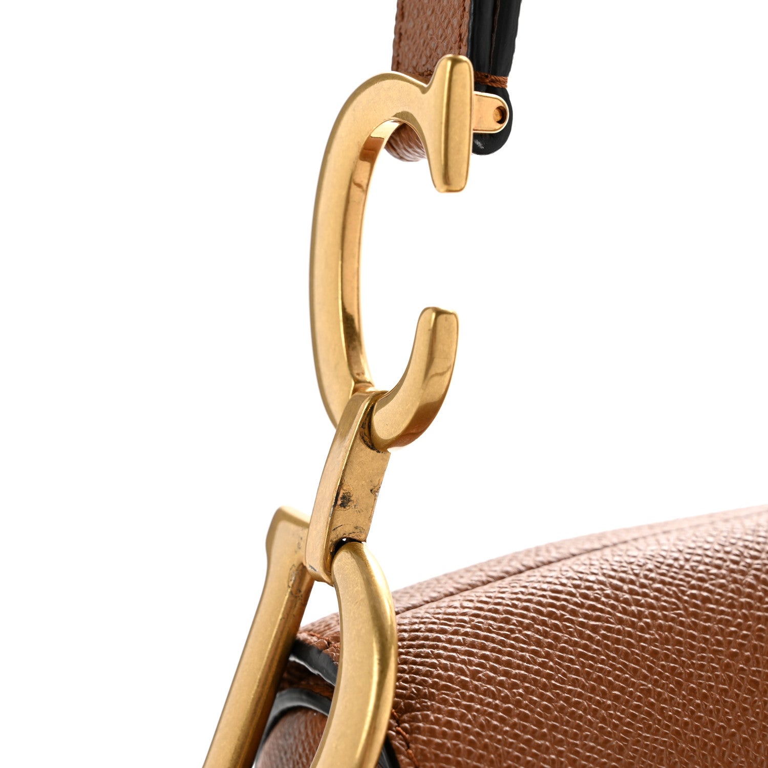 Grained Calfskin Saddle Bag With Strap Camello