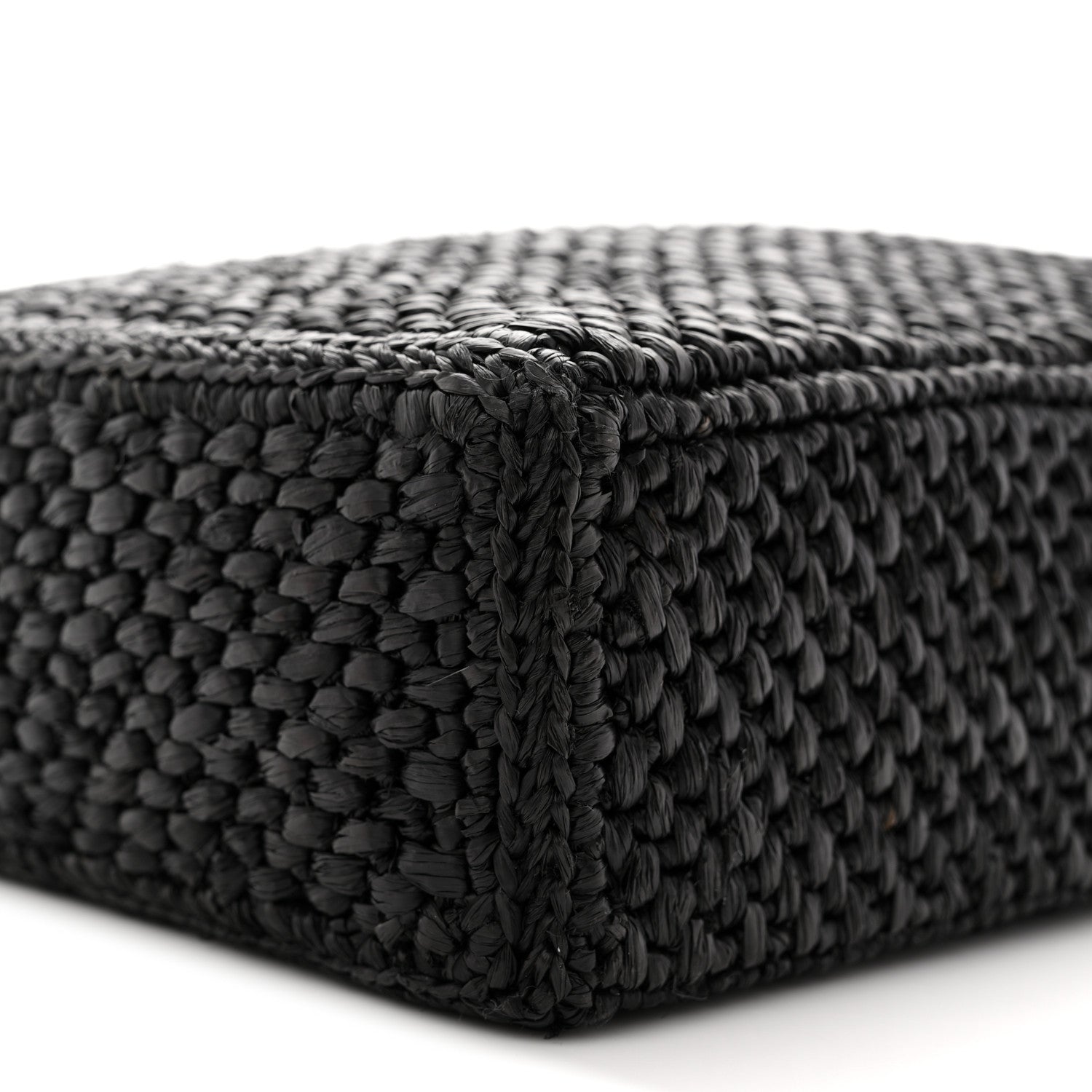 Raffia Calfskin Standard A4 Tote Bag Black