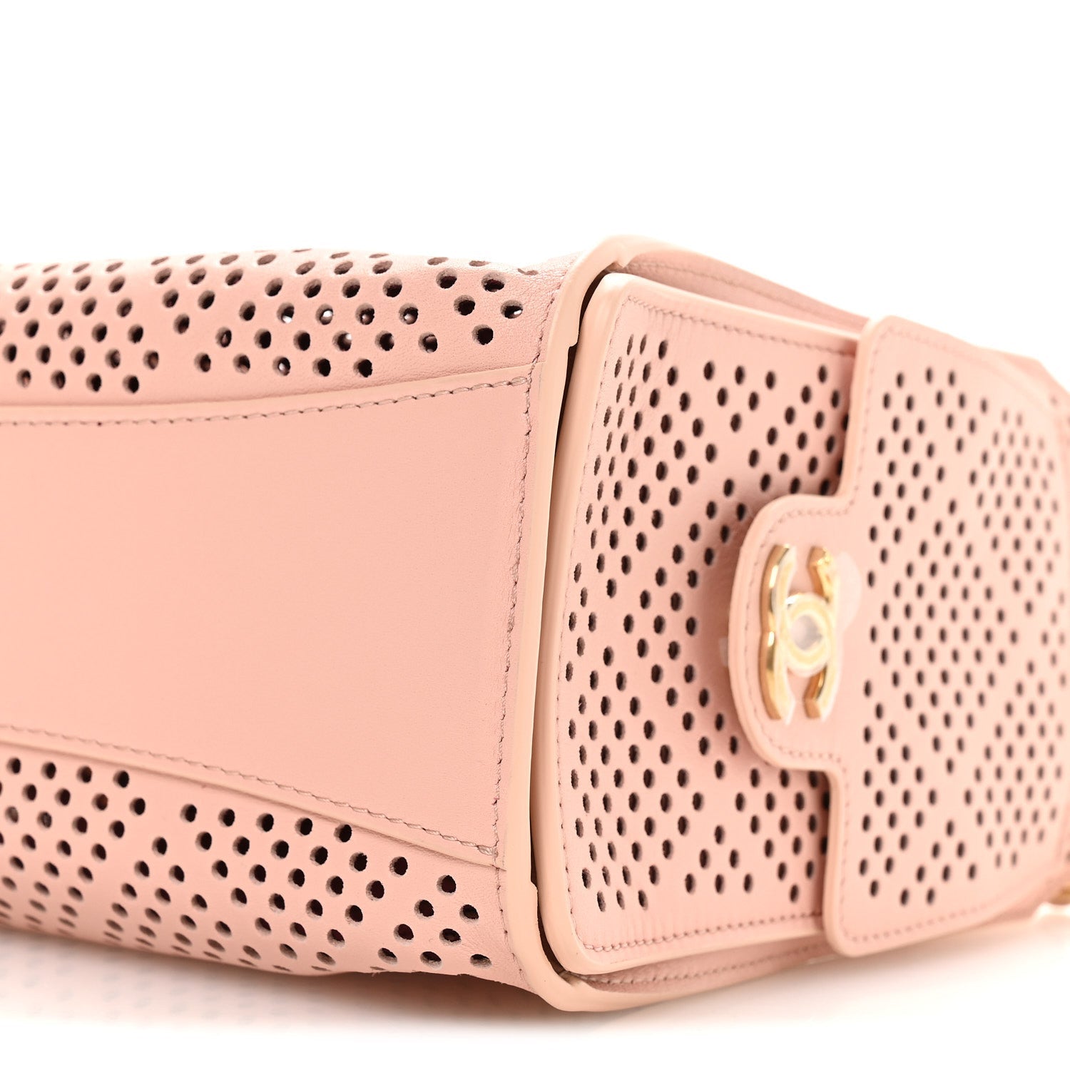 Perforated Calfskin Quilted Mini CHNL 25 Handbag Light Pink