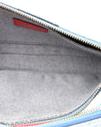 Denim Damier Monogram Patchwork Multi Pochette Accessories Blue Rouge