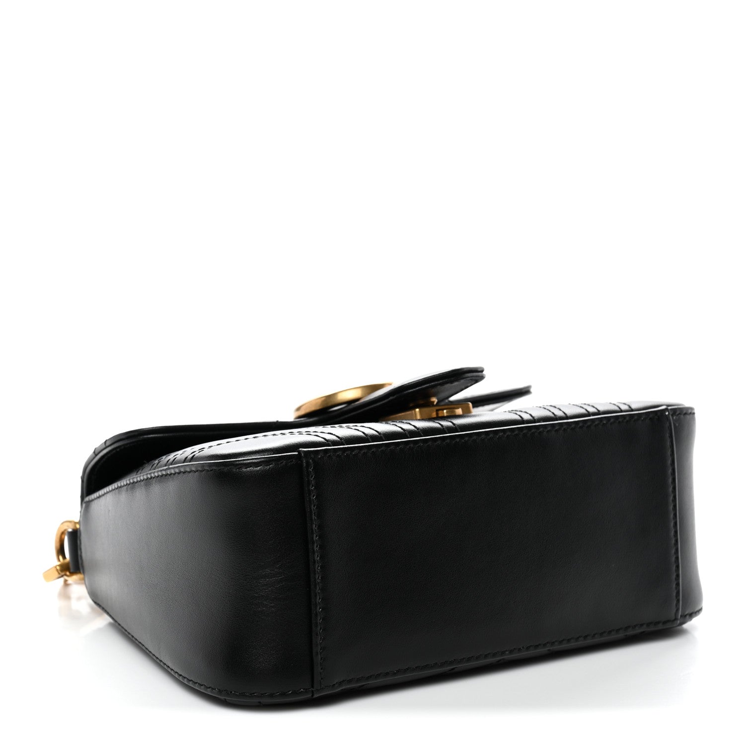 Calfskin Matelasse Mini GG Marmont Top Handle Shoulder Bag Black