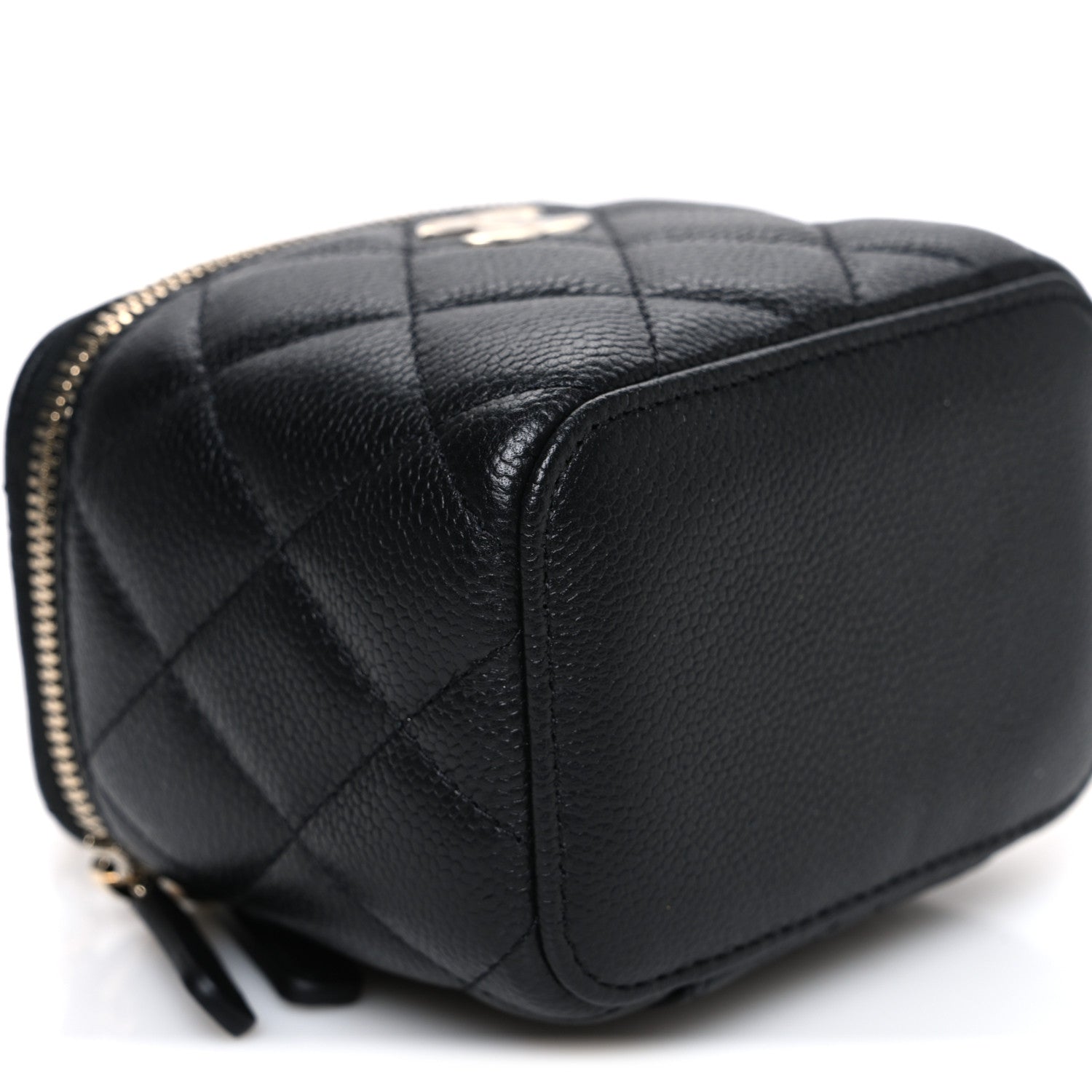 Caviar Quilted Mini Vanity Case With Chain Black